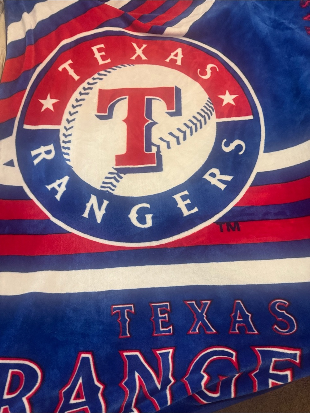 MLB Texas Rangers Red Blue White Plush Throw Blanket